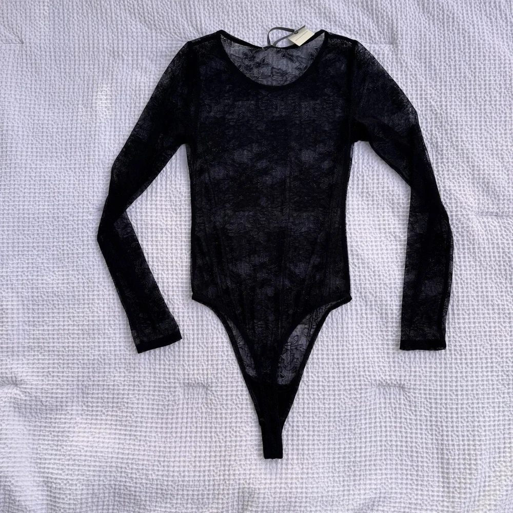 NWT Anthropologie Lace Bodysuit Black The Harlowe
